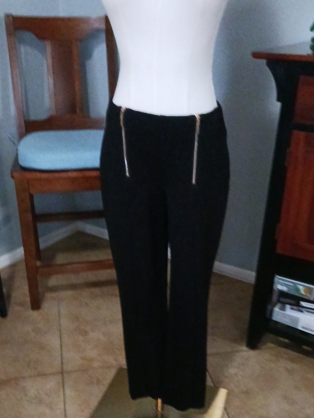 Chico's Black Label- Dress Pants with Gold Zip Details